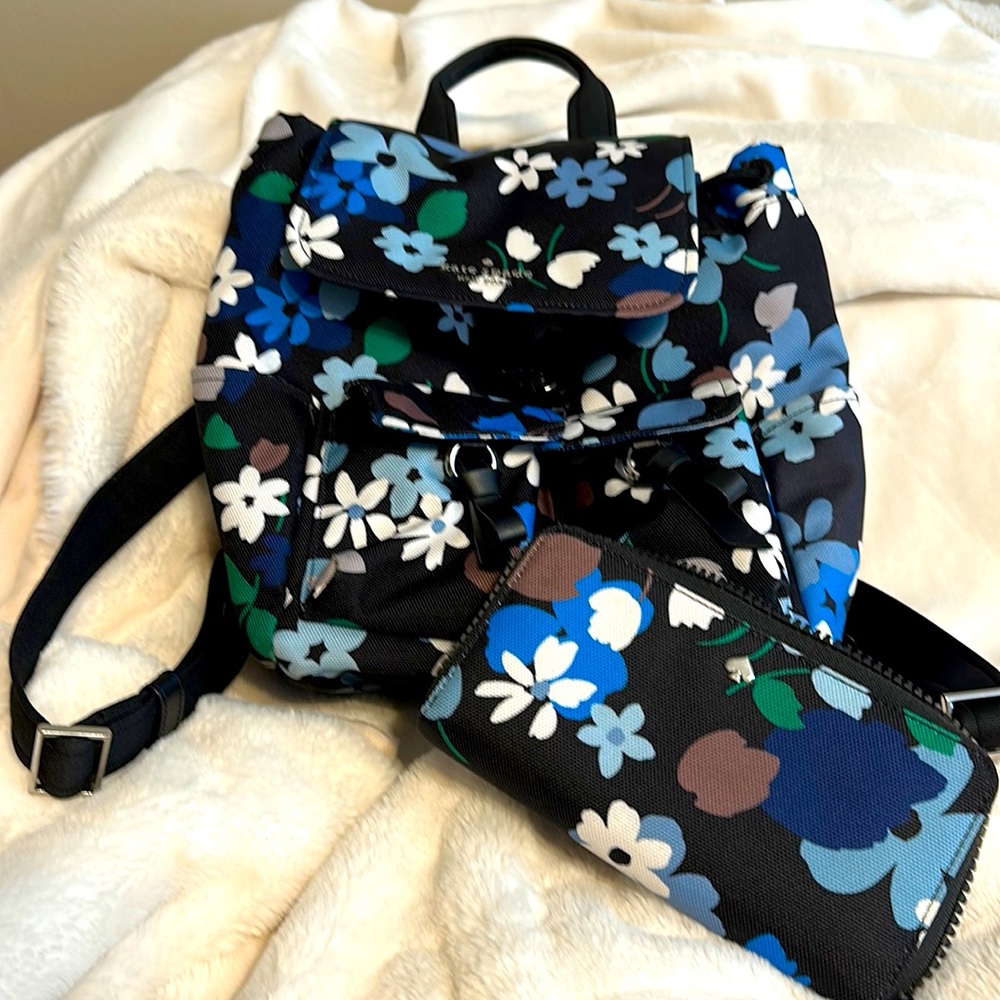 Kate Spade Backpack with matching wallet Nylon Floral